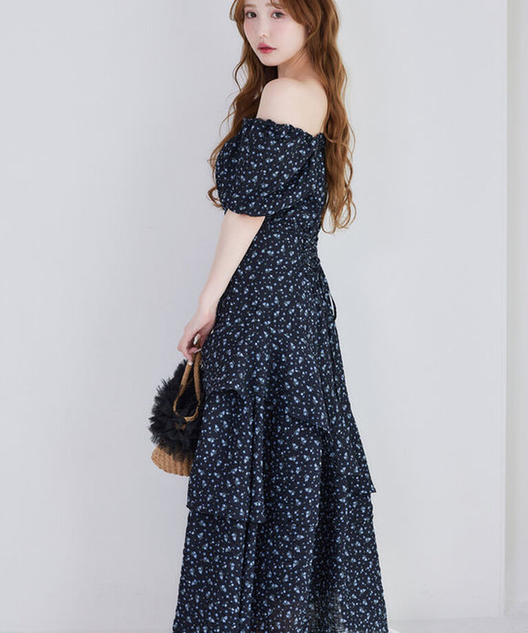  「【Black collection】イレヘムティアードロングワンピース」|ワンピース|