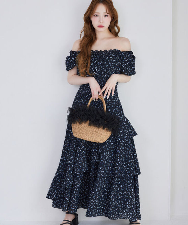  「【Black collection】イレヘムティアードロングワンピース」|ワンピース|