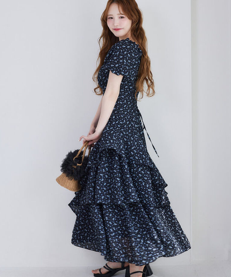  「【Black collection】イレヘムティアードロングワンピース」|ワンピース|