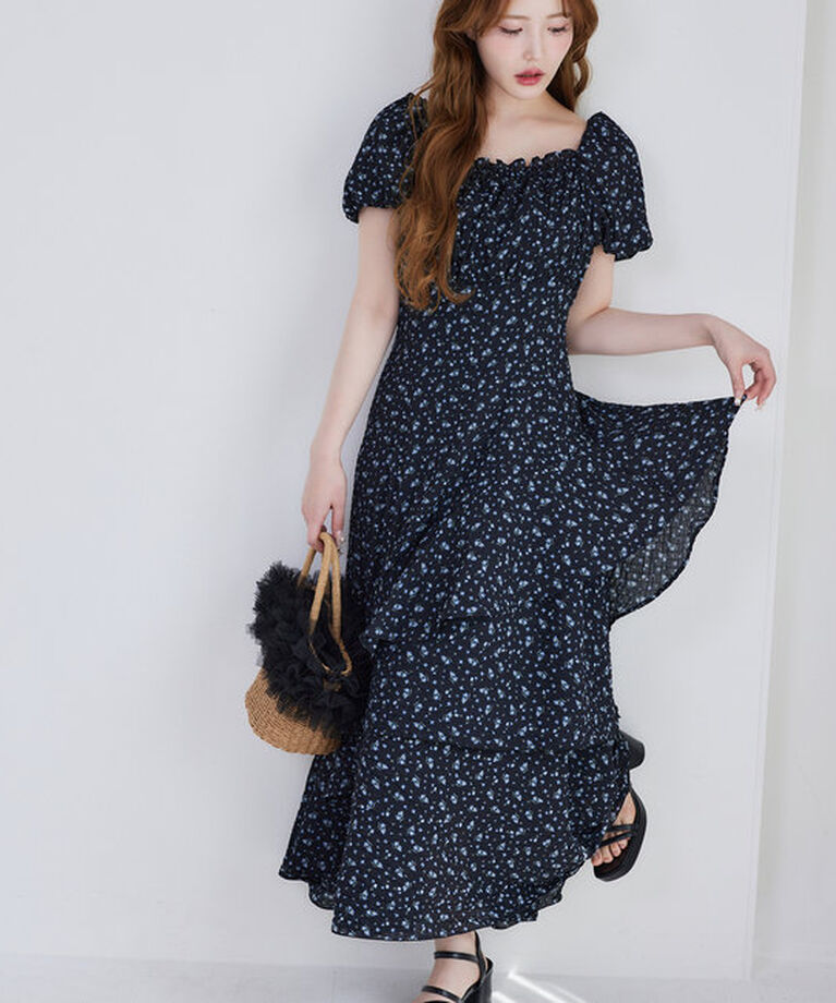  「【Black collection】イレヘムティアードロングワンピース」|ワンピース|