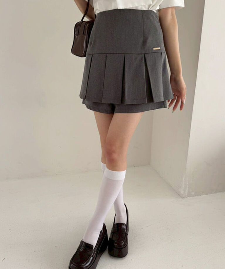  「プレート付きプリーツスカパン/S・Mサイズ展開」|その他|