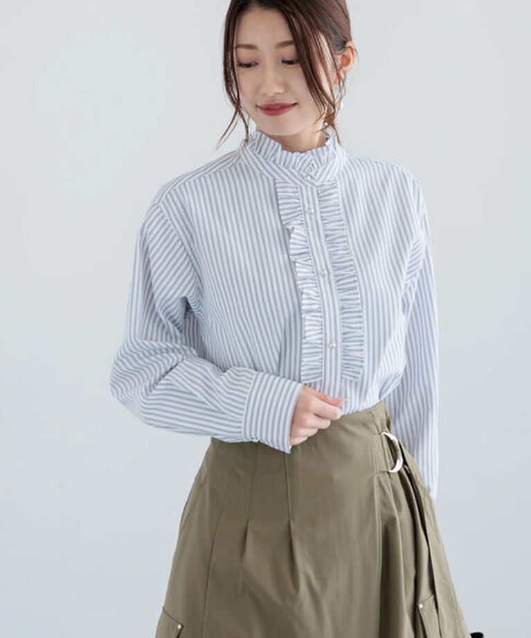 Te chichi「メタルボタンスタンドフリルブラウス《2025spring catalog item》」|シャツ・ブラウス|