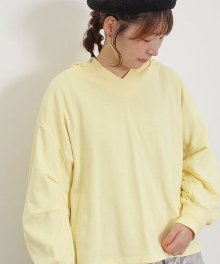 Samansa Mos2「袖タックスキッパーフーディー」|Tシャツ・カットソー|イエロー