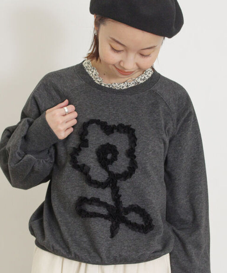 Samansa Mos2「◎レースコードスウェット」|Tシャツ・カットソー|チャコールグレー