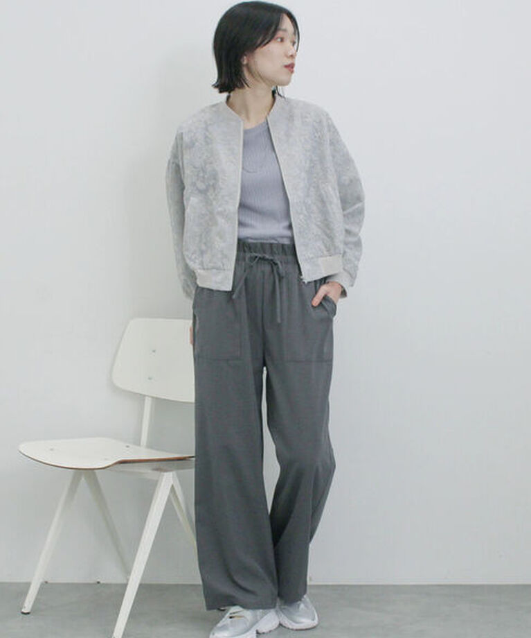 Samansa Mos2 blue「ふくれジャカードリブロンT」|Tシャツ・カットソー|