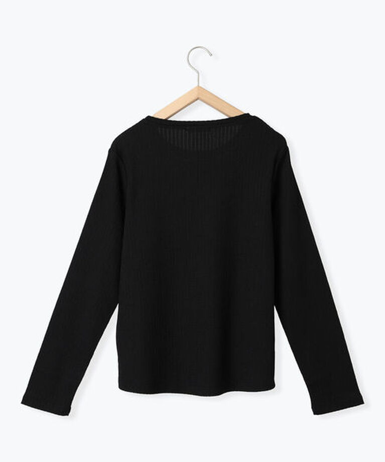 Samansa Mos2 blue「ふくれジャカードリブロンT」|Tシャツ・カットソー|