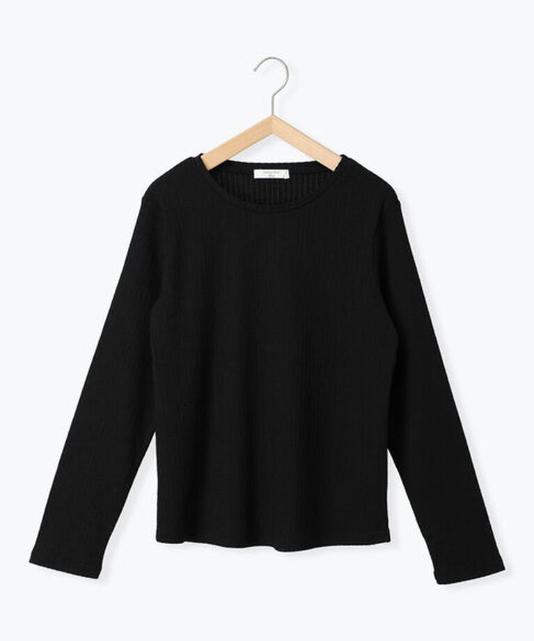 Samansa Mos2 blue「ふくれジャカードリブロンT」|Tシャツ・カットソー|