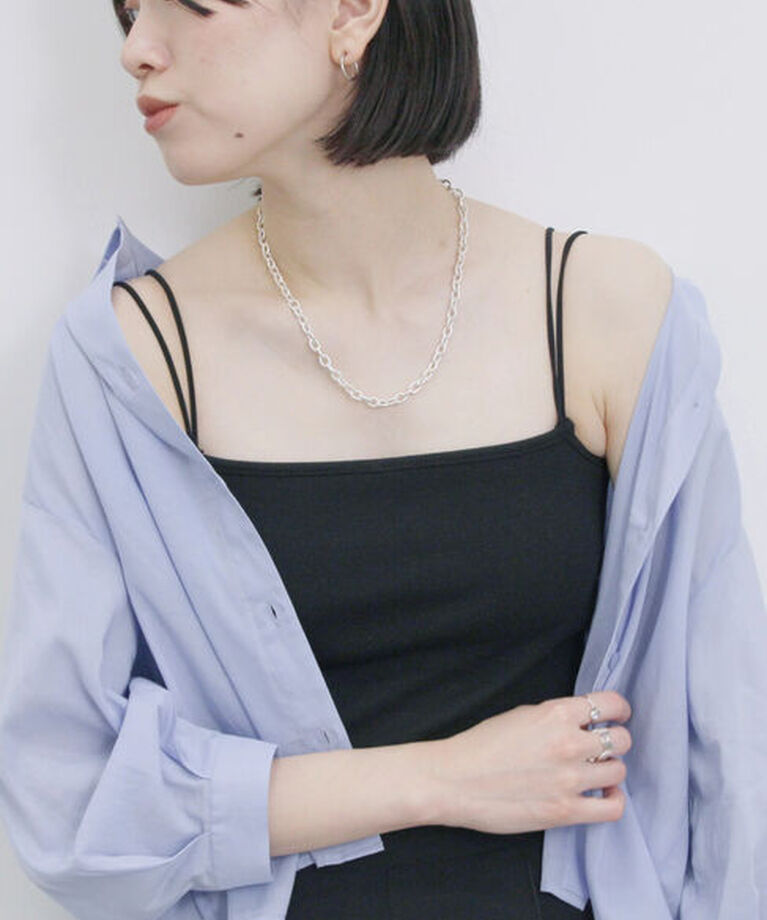Samansa Mos2 blue「ダブルストラップカップ付キャミソール」|Tシャツ・カットソー|