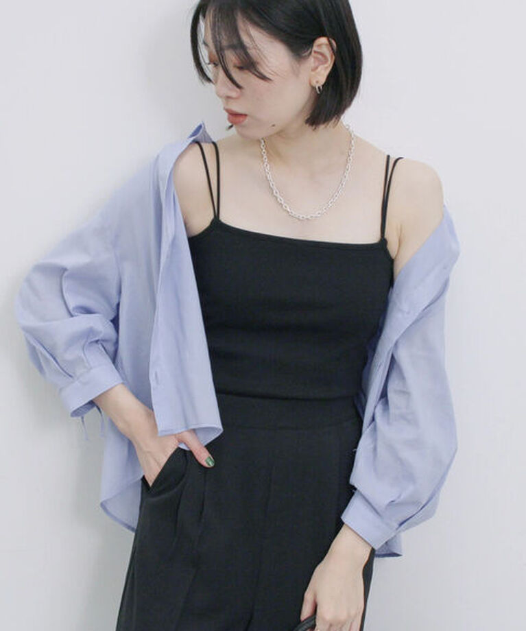 Samansa Mos2 blue「ダブルストラップカップ付キャミソール」|Tシャツ・カットソー|