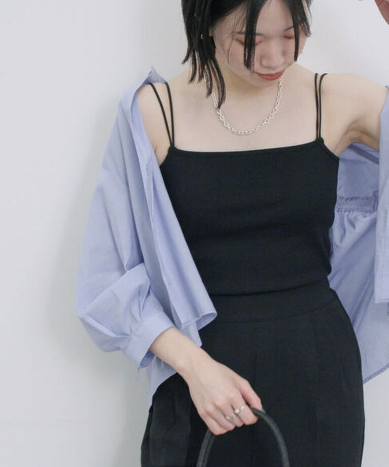 Samansa Mos2 blue「ダブルストラップカップ付キャミソール」|Tシャツ・カットソー|