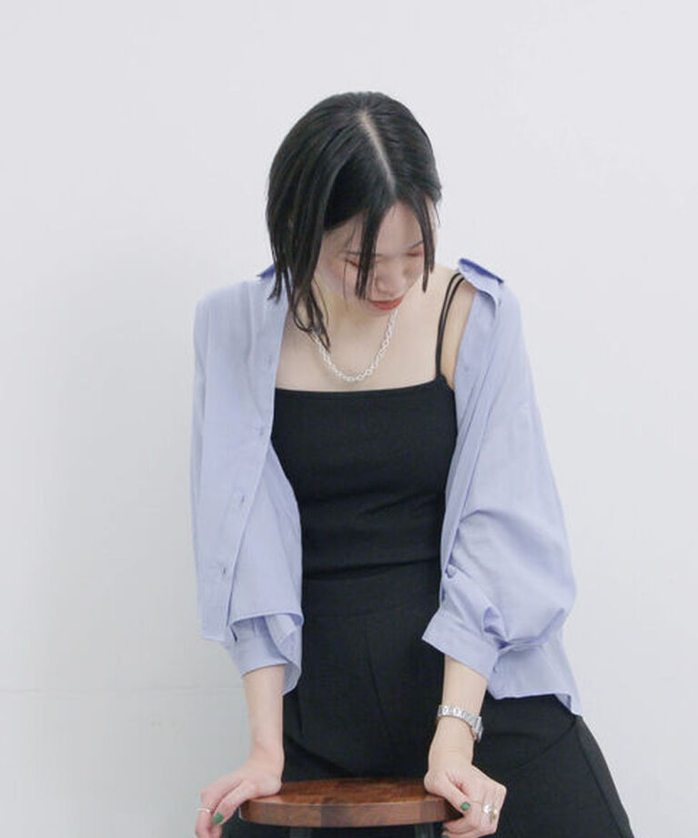 Samansa Mos2 blue「ダブルストラップカップ付キャミソール」|Tシャツ・カットソー|
