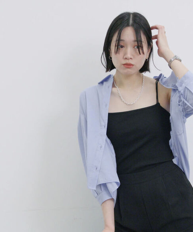 Samansa Mos2 blue「ダブルストラップカップ付キャミソール」|Tシャツ・カットソー|