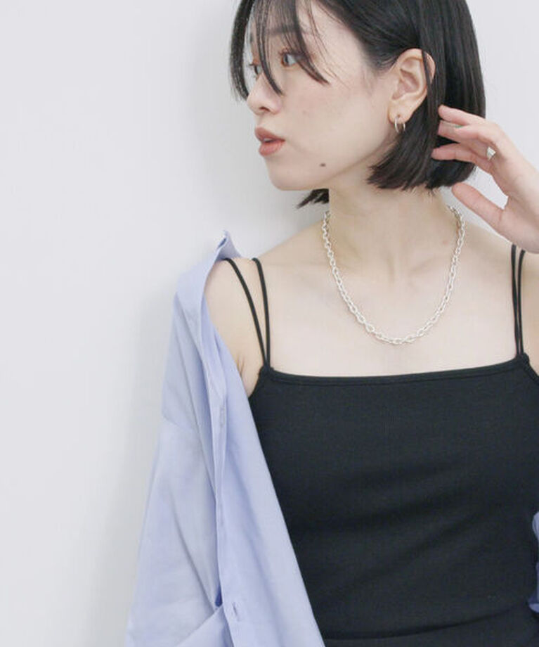 Samansa Mos2 blue「ダブルストラップカップ付キャミソール」|Tシャツ・カットソー|
