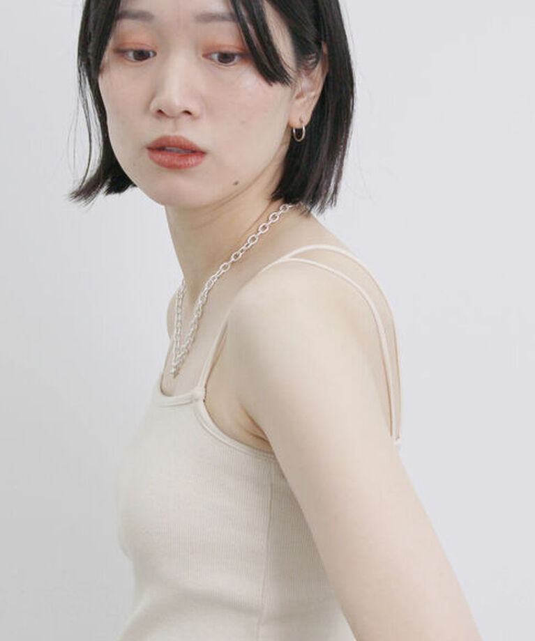 Samansa Mos2 blue「ダブルストラップカップ付キャミソール」|Tシャツ・カットソー|