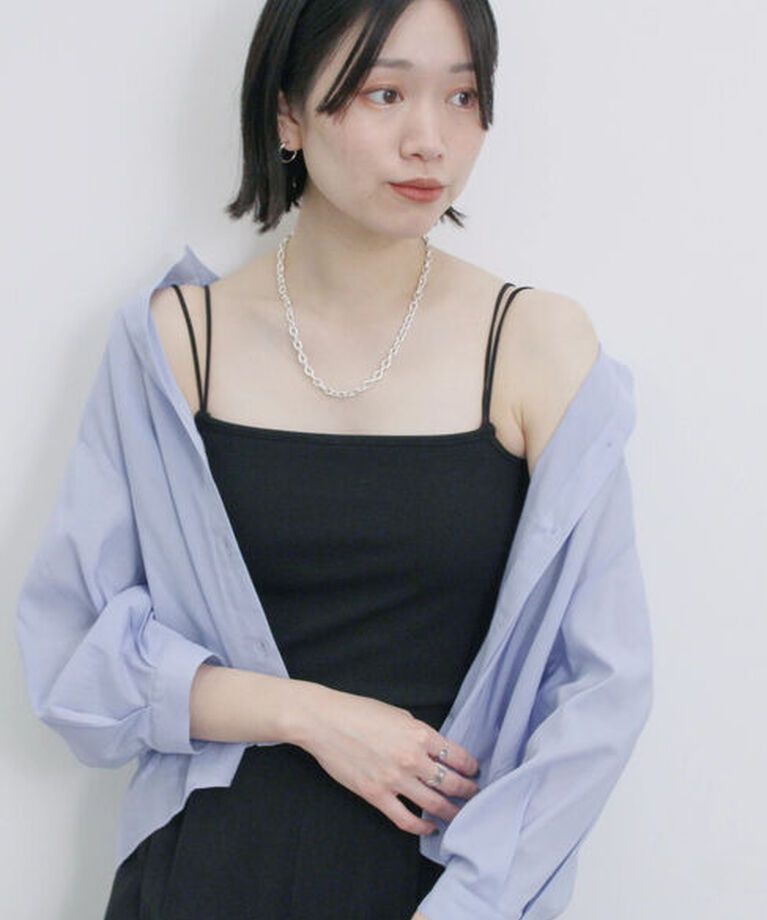 Samansa Mos2 blue「ダブルストラップカップ付キャミソール」|Tシャツ・カットソー|