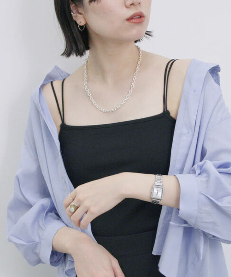 Samansa Mos2 blue「ダブルストラップカップ付キャミソール」|Tシャツ・カットソー|