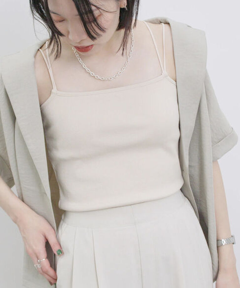 Samansa Mos2 blue「ダブルストラップカップ付キャミソール」|Tシャツ・カットソー|ライトベージュ