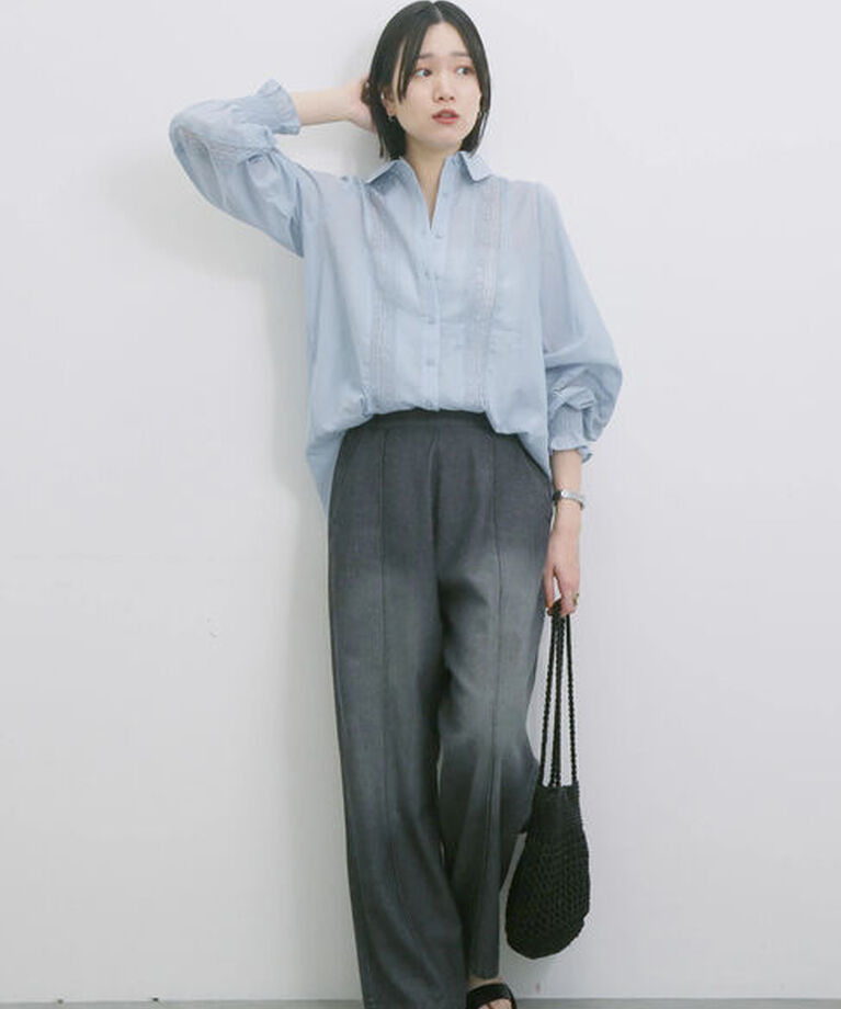 Samansa Mos2 blue「◎レースシアーブラウス」|シャツ・ブラウス|