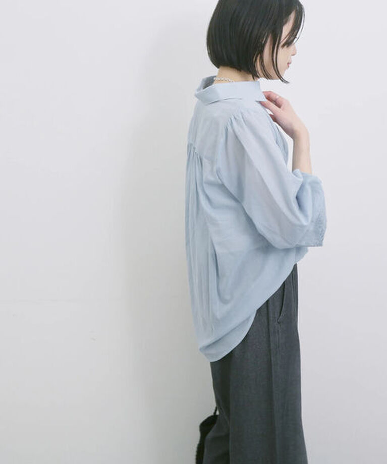 Samansa Mos2 blue「◎レースシアーブラウス」|シャツ・ブラウス|