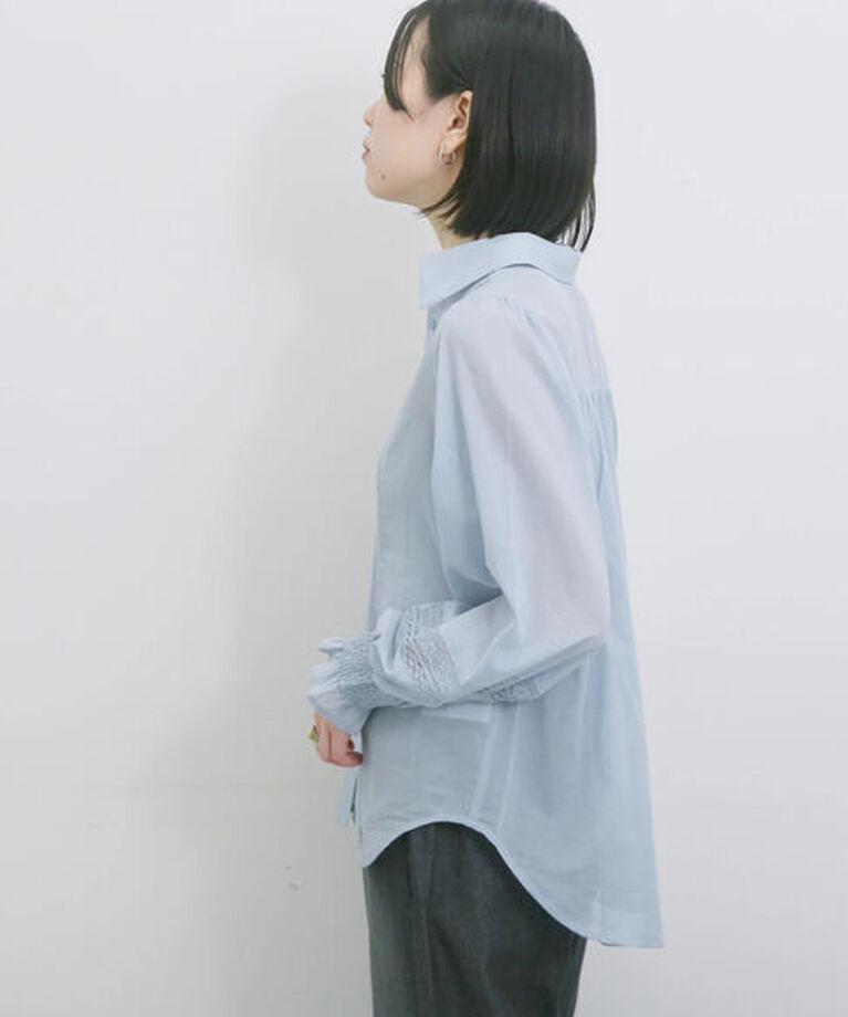 Samansa Mos2 blue「◎レースシアーブラウス」|シャツ・ブラウス|