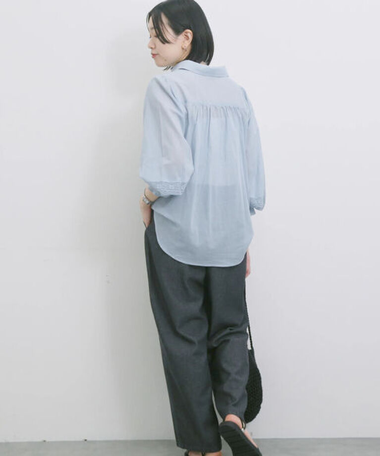 Samansa Mos2 blue「◎レースシアーブラウス」|シャツ・ブラウス|