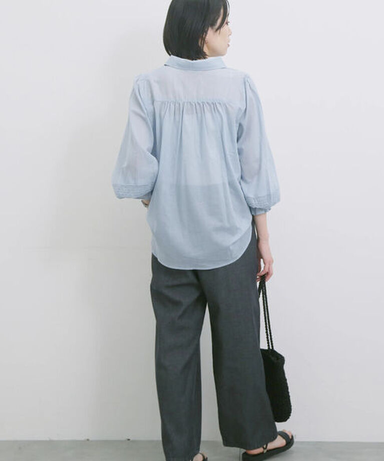Samansa Mos2 blue「◎レースシアーブラウス」|シャツ・ブラウス|