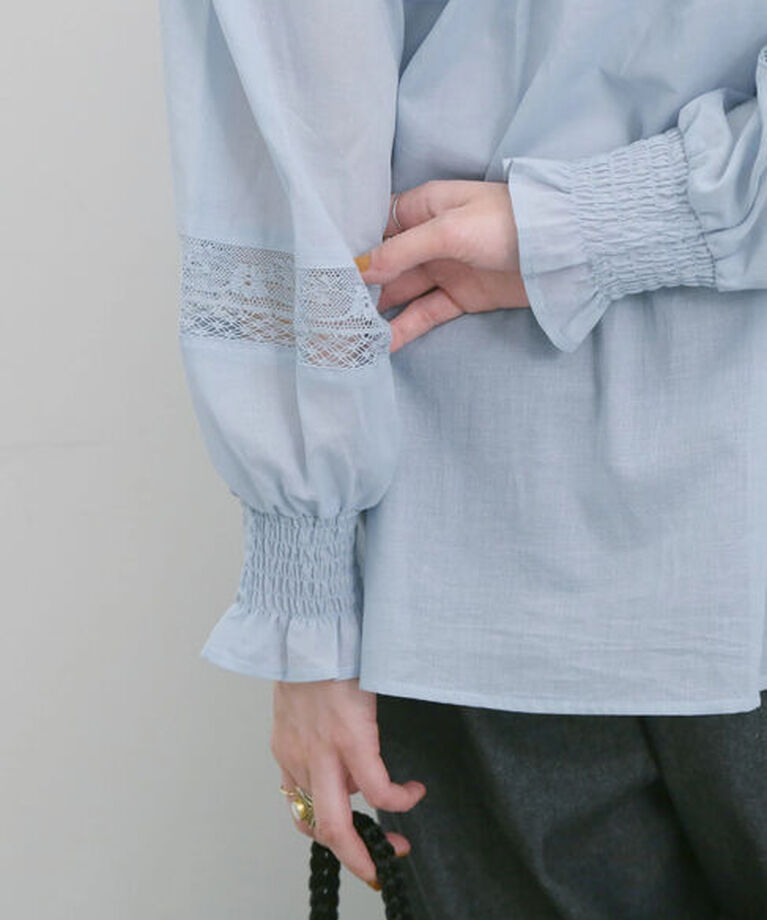 Samansa Mos2 blue「◎レースシアーブラウス」|シャツ・ブラウス|