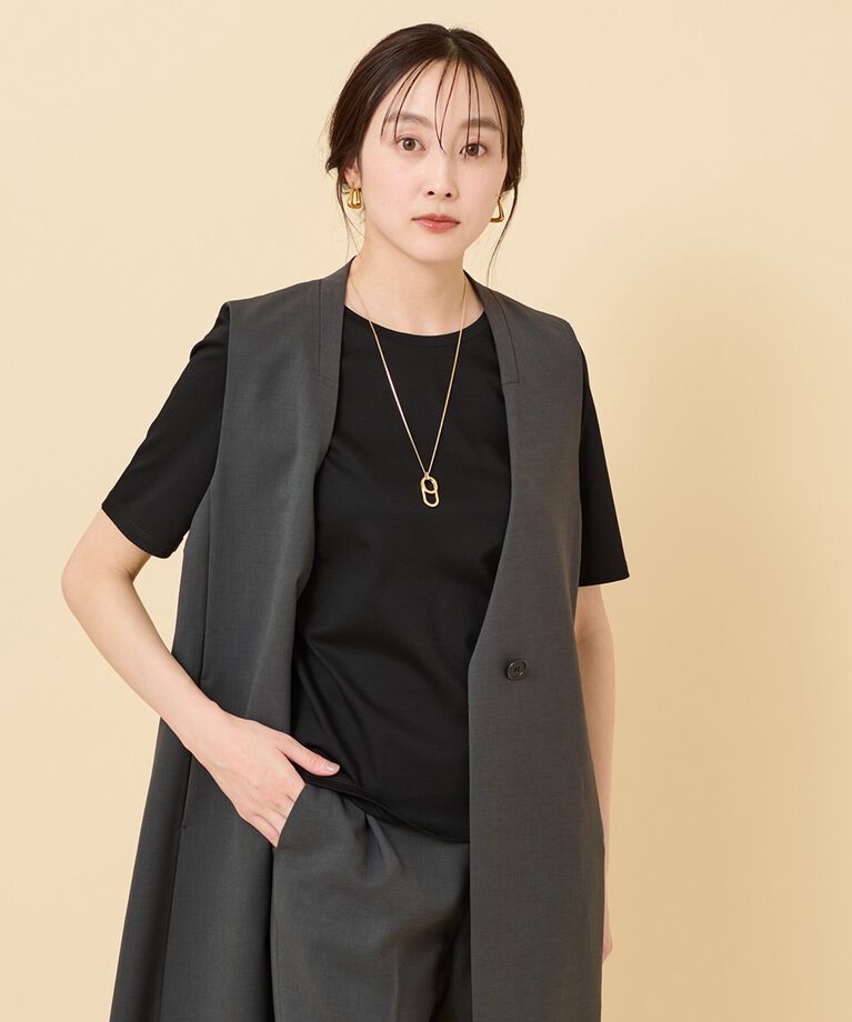 UNTITLED「【接触冷感／抗菌防臭／洗える】アイスクリアコットン インナーTシャツ」|Tシャツ・カットソー|ﾌﾞﾗｯｸ(019)