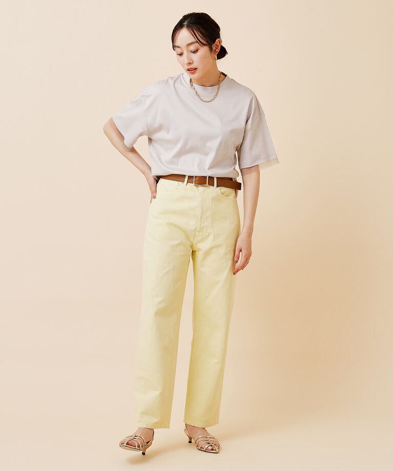 UNTITLED「【洗える】ストレッチテーパードデニムパンツ」|デニム|
