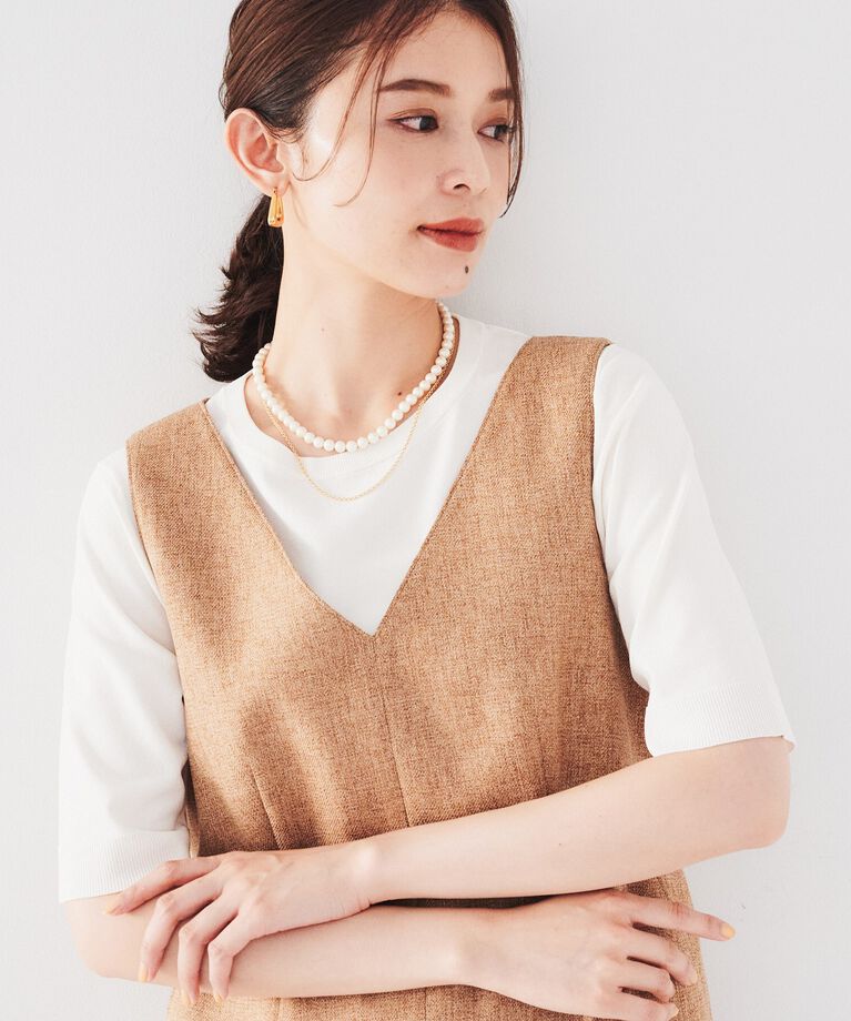 UNTITLED「【サラッと薄手素材/アンサンブル可能】レーヨンストレッチ クルーネックニット」|ニット・セーター|ｱｲﾎﾞﾘｰ(004)