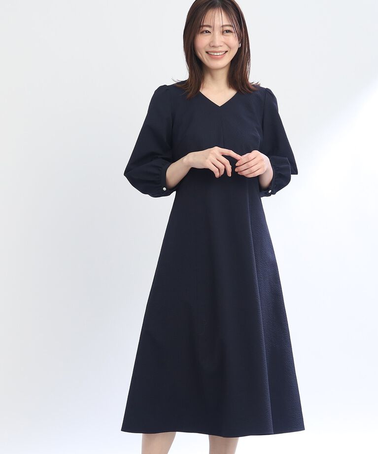 Reflect「【SALE/接触冷感／洗える】Vネックサッカーワンピース」|ワンピース|