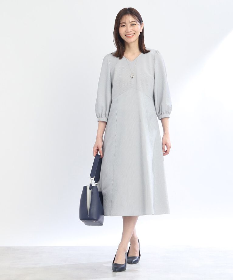 Reflect「【SALE/接触冷感／洗える】Vネックサッカーワンピース」|ワンピース|