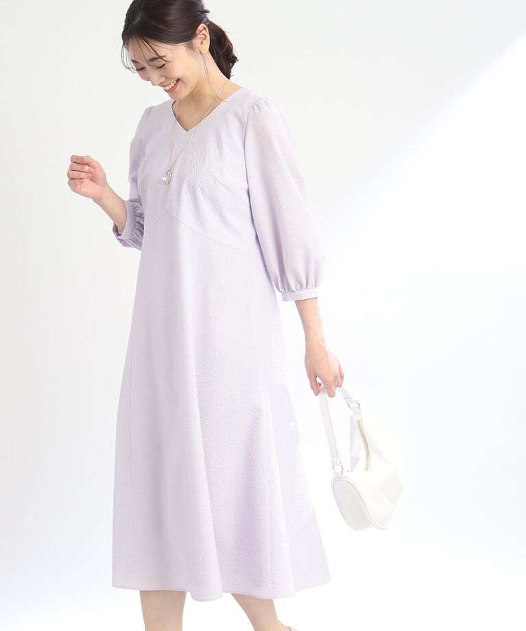 Reflect「【SALE/接触冷感／洗える】Vネックサッカーワンピース」|ワンピース|