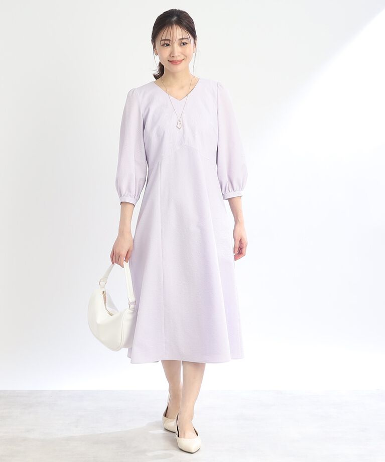 Reflect「【SALE/接触冷感／洗える】Vネックサッカーワンピース」|ワンピース|