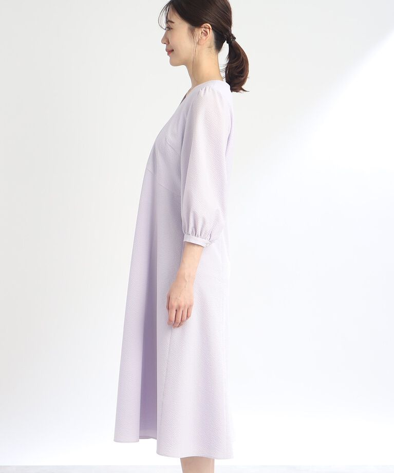 Reflect「【SALE/接触冷感／洗える】Vネックサッカーワンピース」|ワンピース|