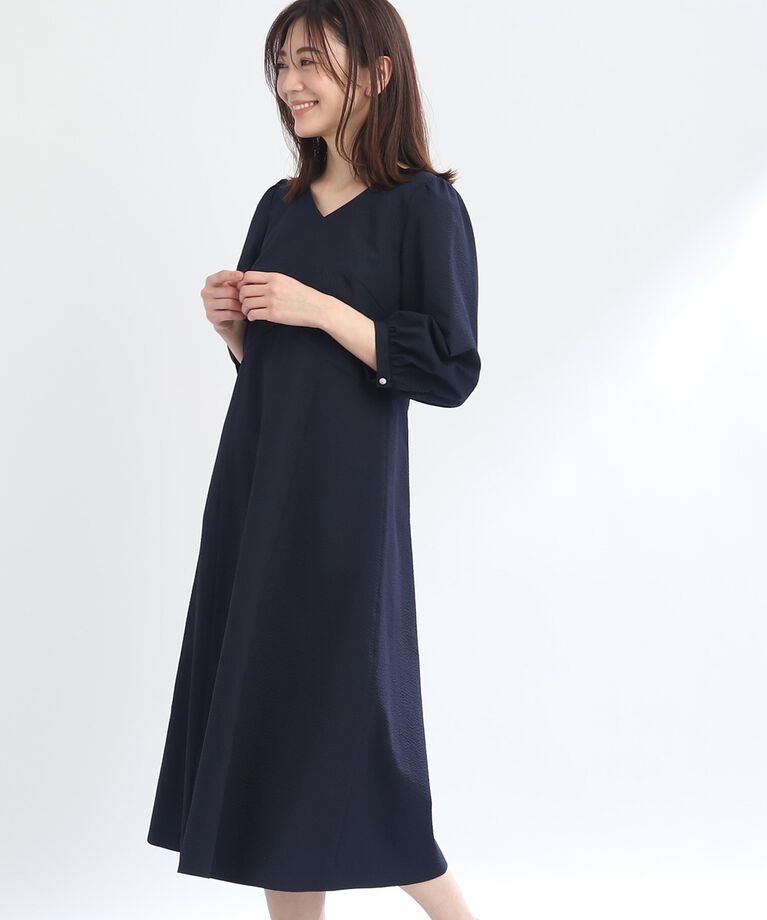 Reflect「【SALE/接触冷感／洗える】Vネックサッカーワンピース」|ワンピース|