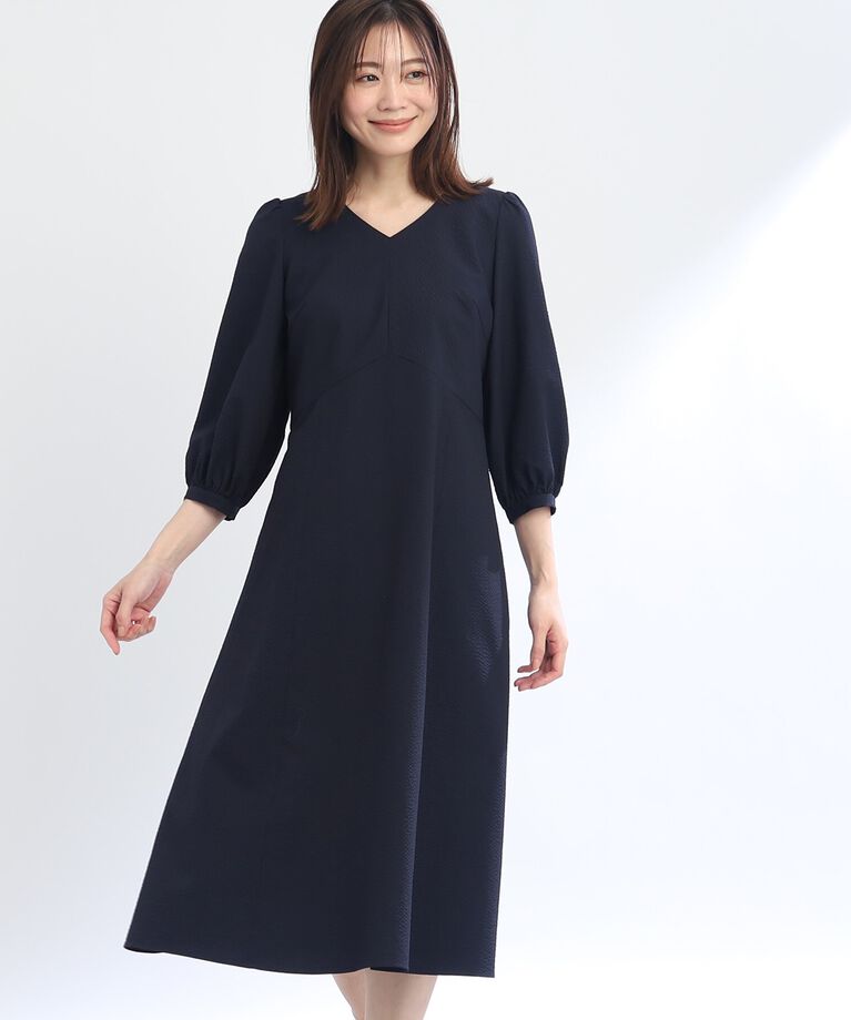 Reflect「【SALE/接触冷感／洗える】Vネックサッカーワンピース」|ワンピース|ﾈｲﾋﾞｰ(094)