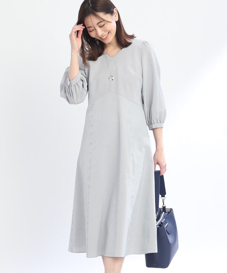 Reflect「【SALE/接触冷感／洗える】Vネックサッカーワンピース」|ワンピース|ﾈｲﾋﾞｰ(394)