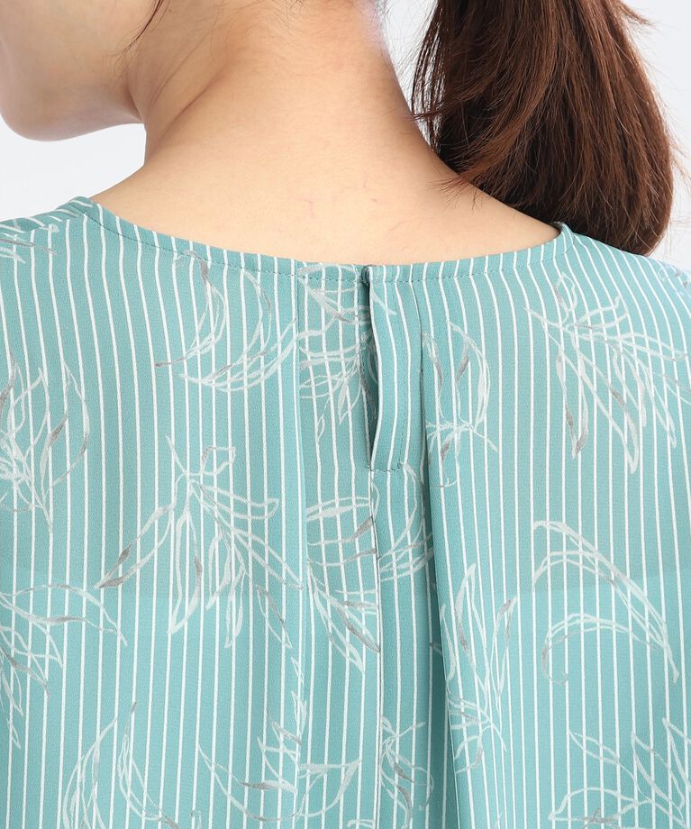 Reflect「【SALE／WEB限定カラーあり／接触冷感／洗える】ストライプ×リーフ柄ブラウス」|シャツ・ブラウス|
