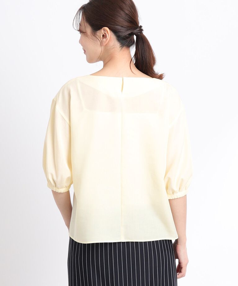 Reflect「【夏SALE／洗える】ふんわりスリーブデニム風ブラウス」|シャツ・ブラウス|