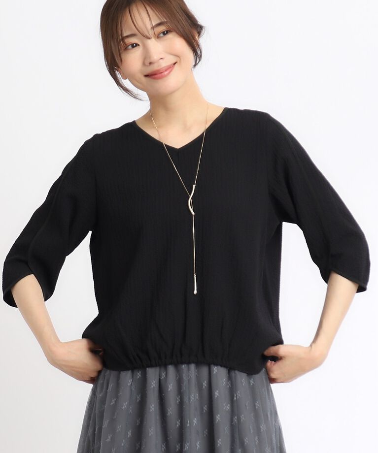 Reflect「【SALE／マシンウォッシュ可】パイピングパフスリーブブラウス」|シャツ・ブラウス|