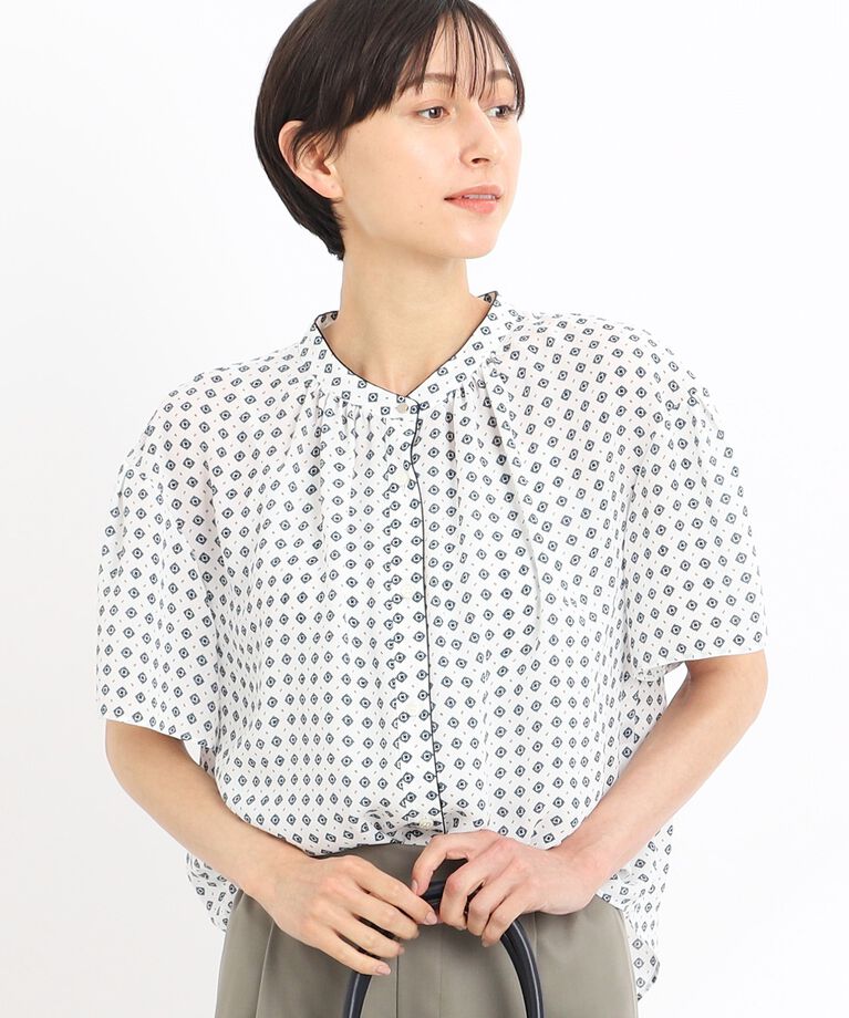 Reflect「【SALE／接触冷感／手洗い可】ウインドミルモチーフプリントブラウス」|シャツ・ブラウス|オフホワイト(103