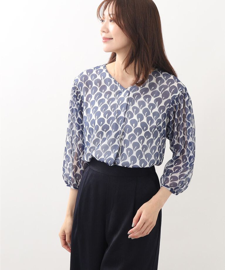 Reflect「【SALE／マシンウォッシュ】華やかプリントブラウス」|シャツ・ブラウス|