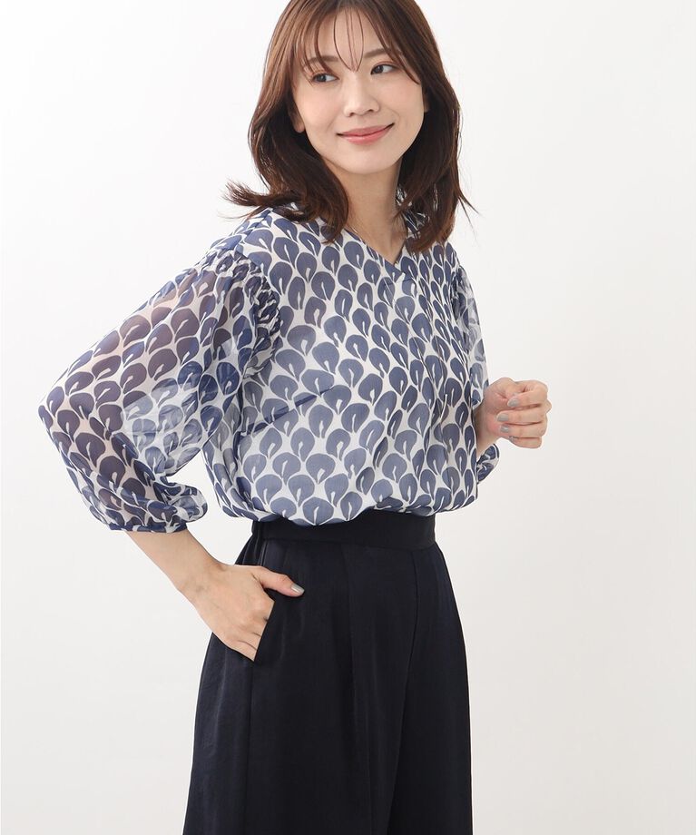Reflect「【SALE／マシンウォッシュ】華やかプリントブラウス」|シャツ・ブラウス|