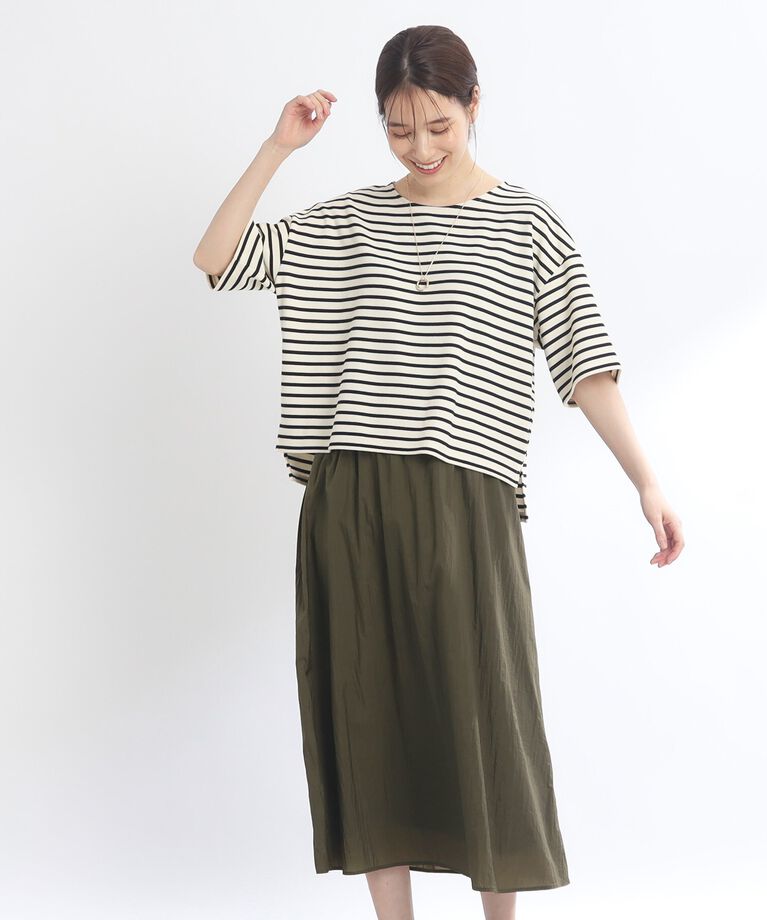 Reflect「【E‐QUALITY／手洗い可／セットアイテム】ボーダープルオーバー＋タンクトップワンピース」|ワンピース|