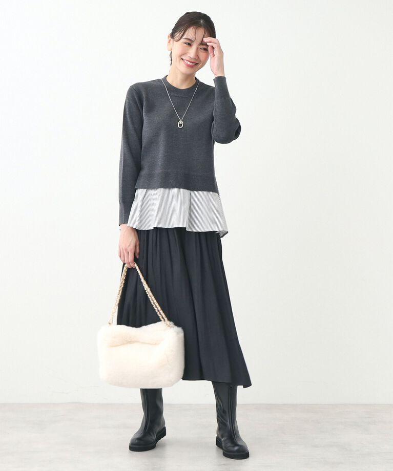Reflect「【春SALE／E‐QUALITY】異素材ドッキングプルオーバー」|Tシャツ・カットソー|