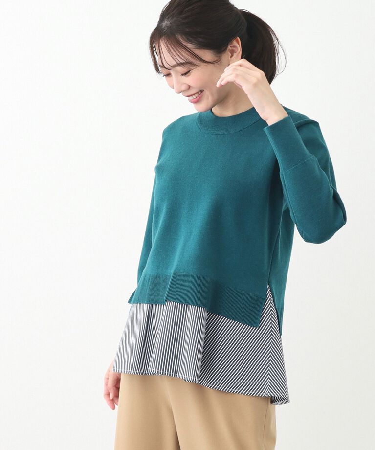 Reflect「【春SALE／E‐QUALITY】異素材ドッキングプルオーバー」|Tシャツ・カットソー|