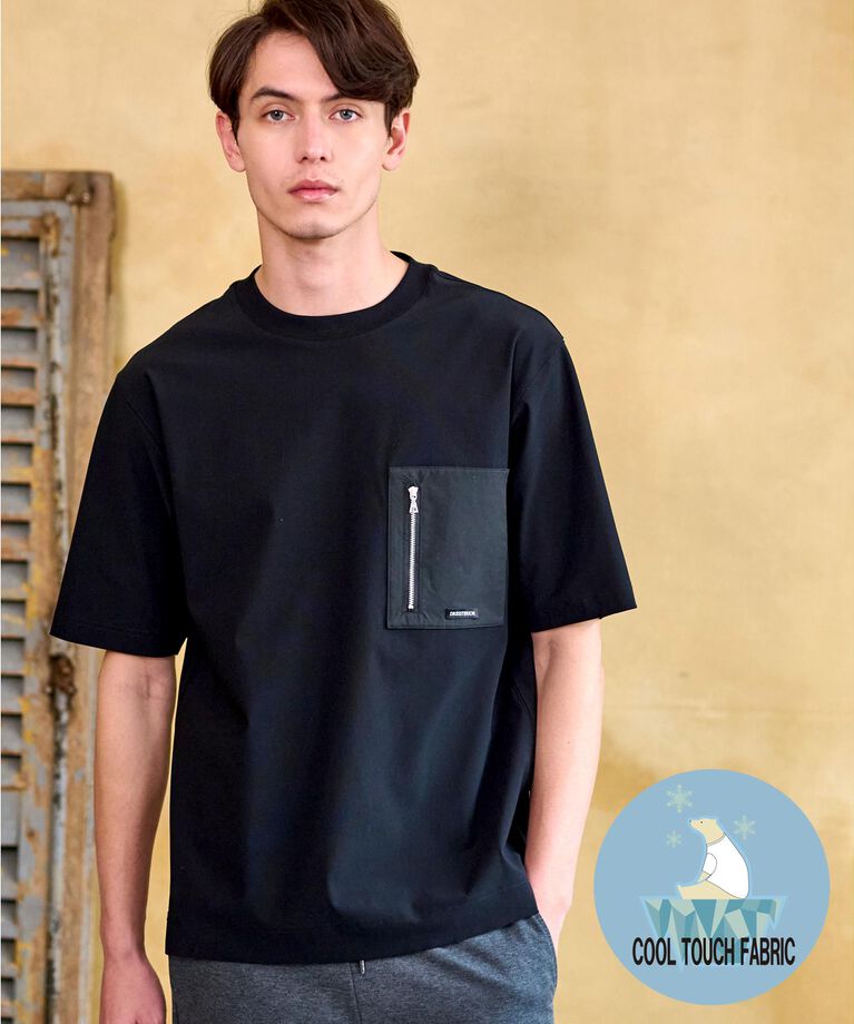 DRESSTERIOR「【接触冷感】ハイストレッチ トリコットポケットTシャツ」|Tシャツ・カットソー|ブラック(019)