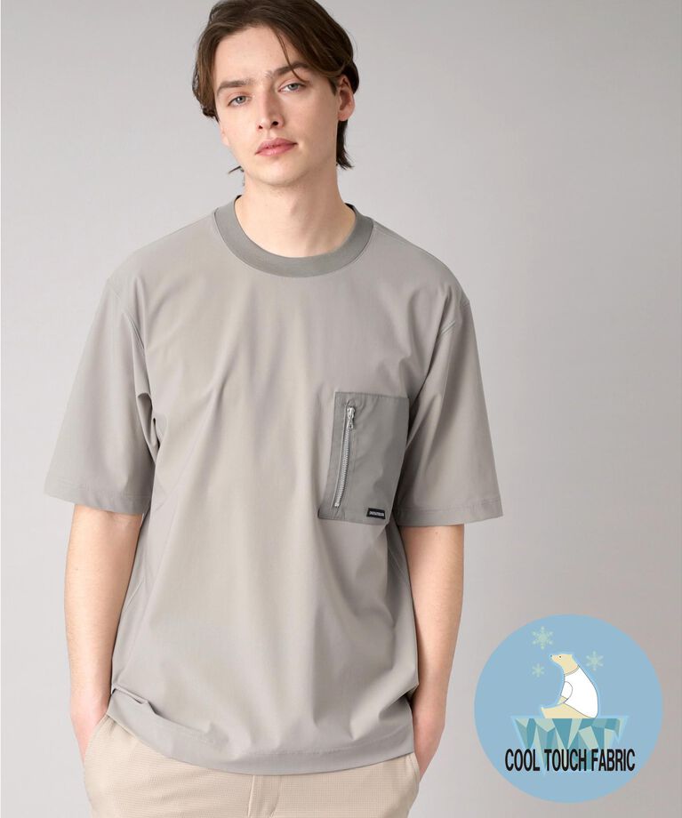 DRESSTERIOR「【接触冷感】ハイストレッチ トリコットポケットTシャツ」|Tシャツ・カットソー|グレージュ(050)