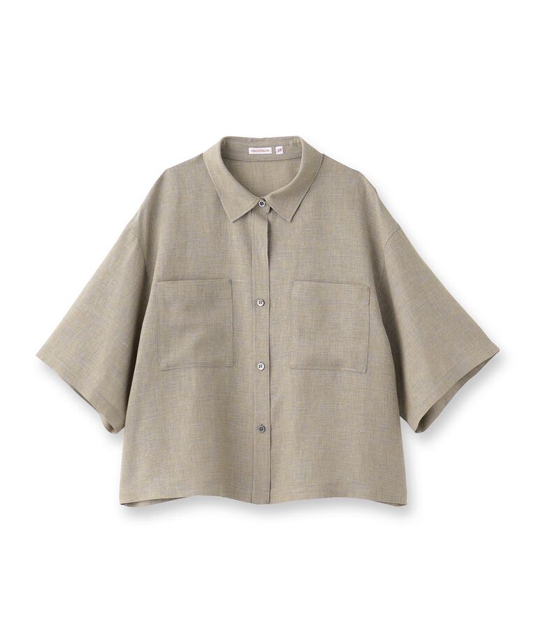 DRESSTERIOR「【トレンド/清涼感】ハーフスリーブクロップドシャツ」|シャツ・ブラウス|